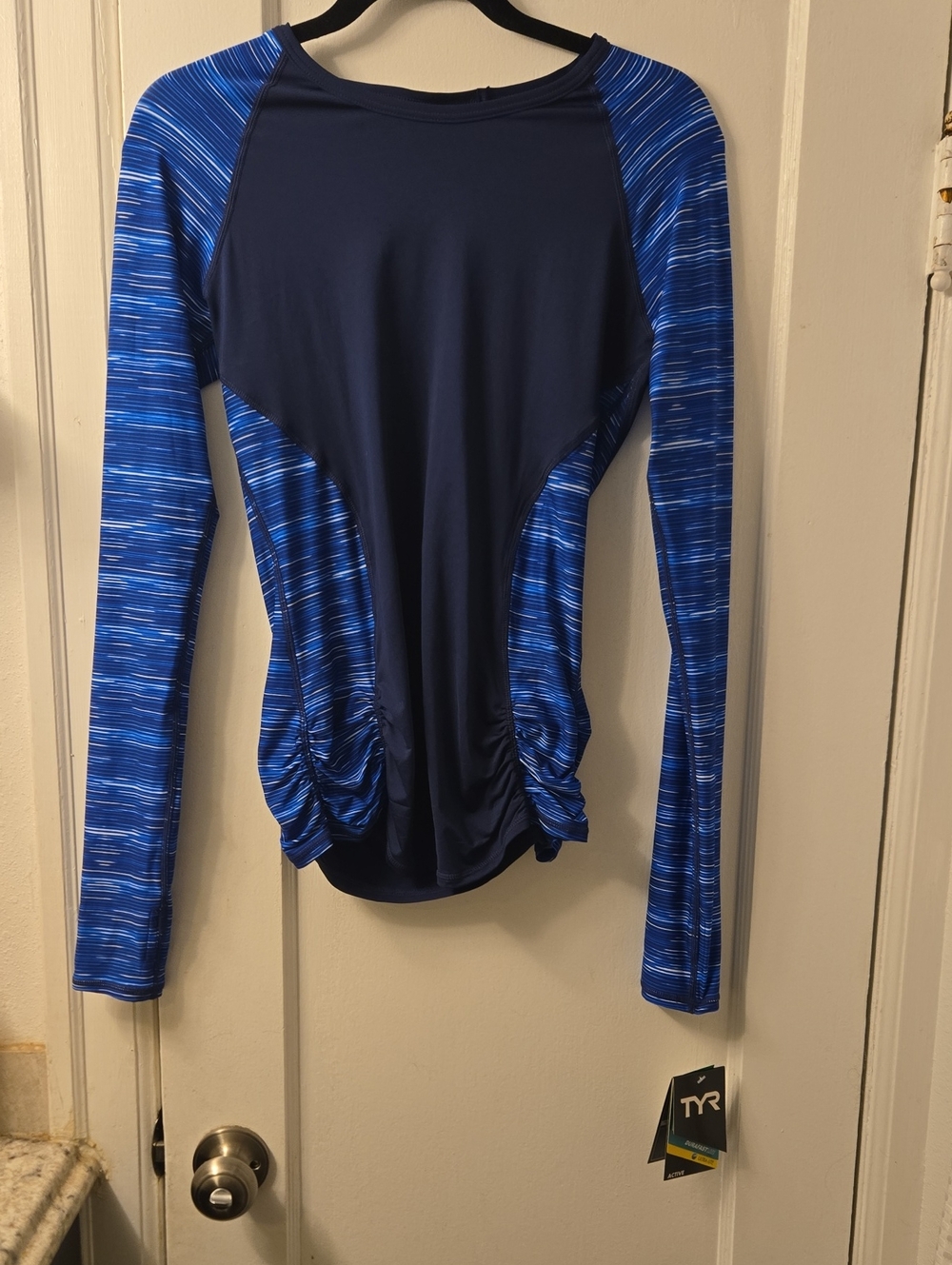 TYR Navy and Royal Blue Long Sleeve Performance Top